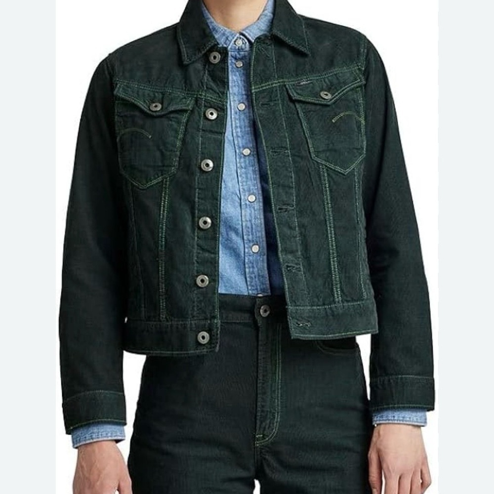 G-Star Dark Green Denim Corduroy Jacket Size Xs New